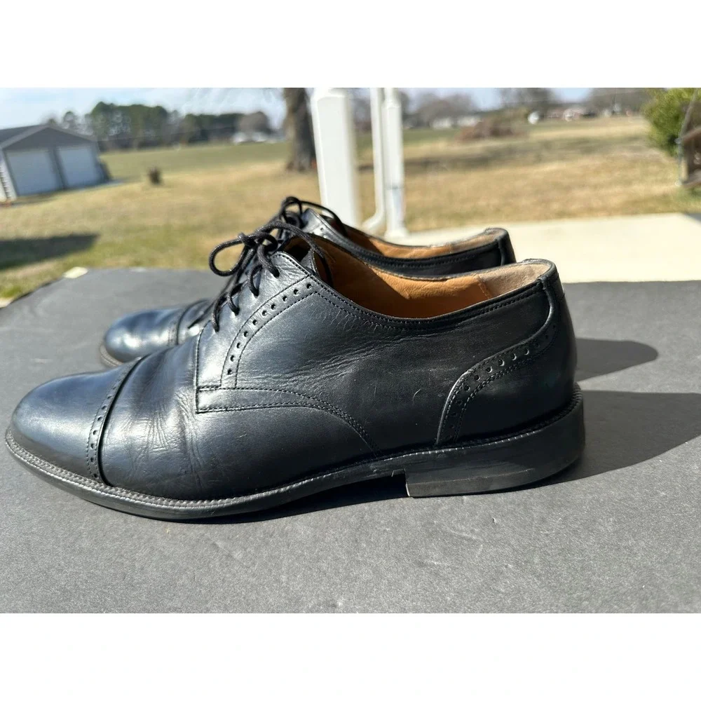 Johnston & Murphy Signature Series‎ Mens Black Leather Cap Toe Oxford Shoes 10.5
